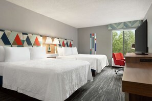 Two queen beds non smoking | Premium bedding, laptop workspace, blackout drapes, iron/ironing board