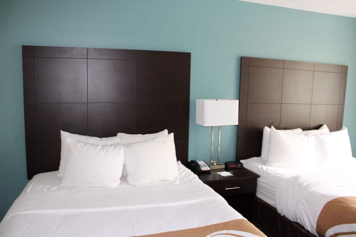 Standard Room, 2 Queen Beds, Non Smoking | 1 bedroom, premium bedding, desk, laptop workspace
