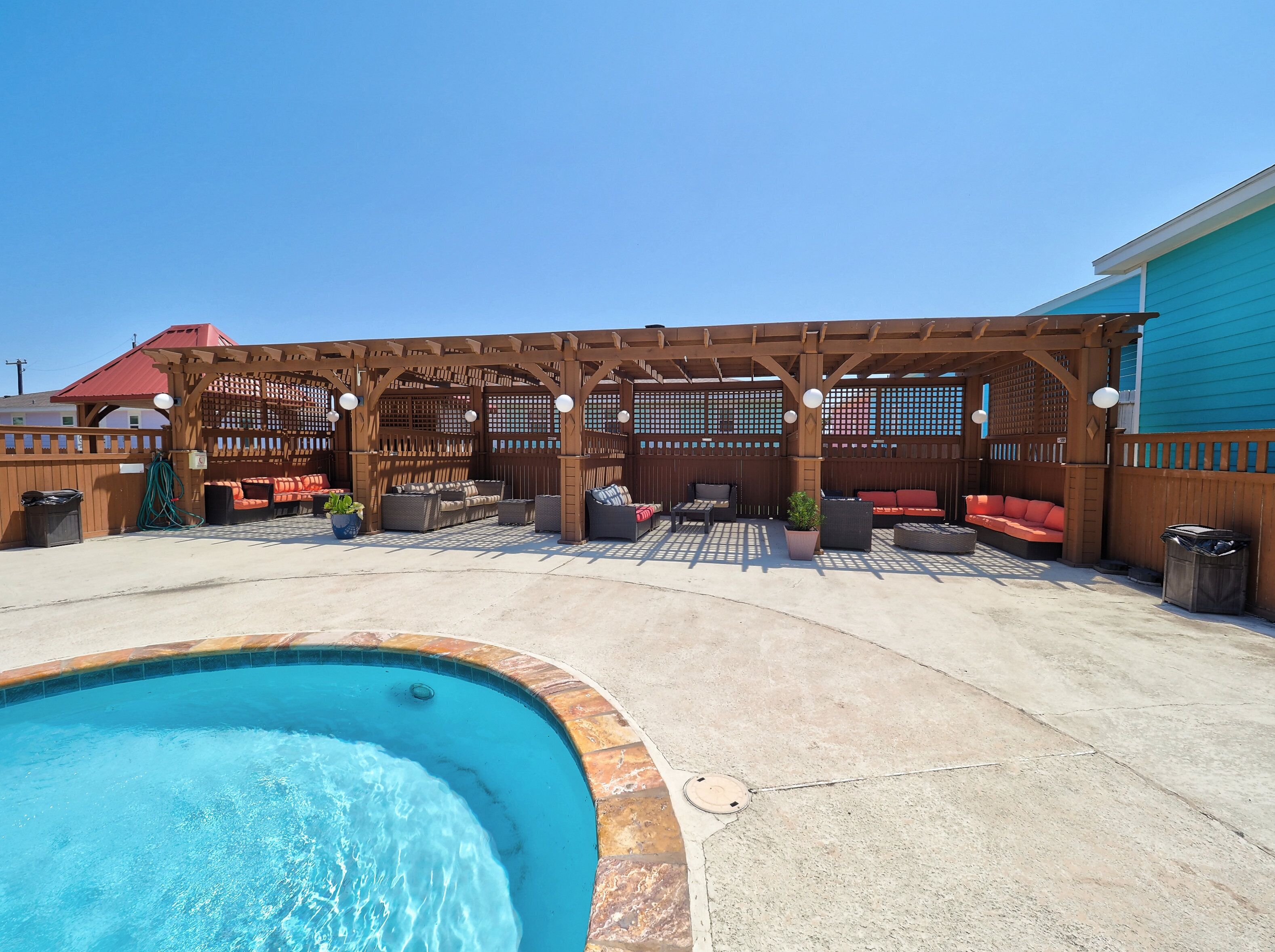 Outdoor pool, open 9:00 AM to midnight, sun loungers