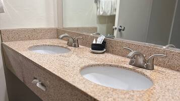 Deluxe Room, 2 Queen Beds | Bathroom | Free toiletries, hair dryer, towels