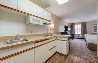 Estúdio, 2 camas de casal, para não fumantes | Cozinha privada | Cafeteira/chaleira, geladeira grande, micro-ondas, cooktop