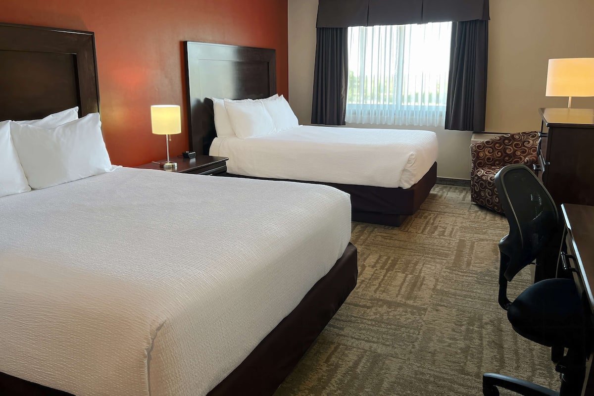 Room, 2 Queen Beds | 1 bedroom, desk, laptop workspace, blackout drapes