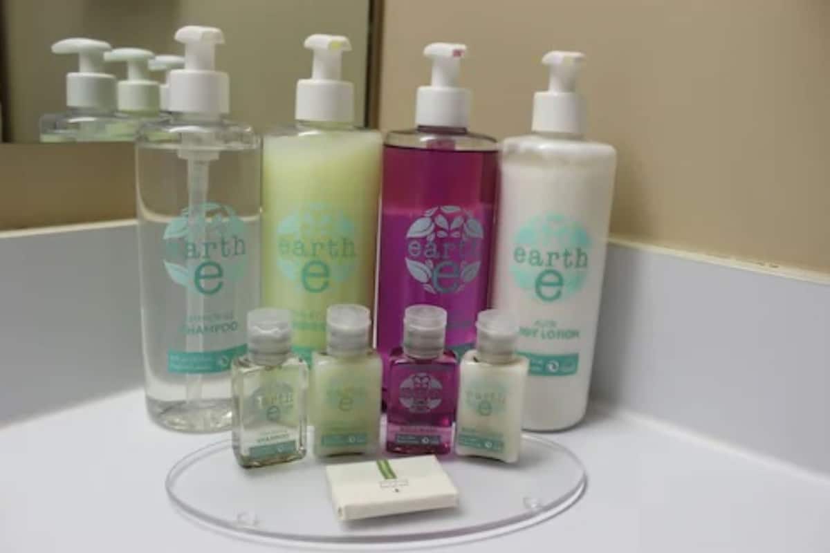 combined shower/bathtub, eco-friendly toiletries, hair dryer, towels