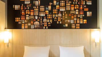 Premium bedding, desk, soundproofing, iron/ironing board