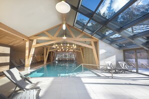 Indoor pool, open 9:00 AM to 8:00 PM, pool loungers -  Lykke Hotel & Spa Chamonix - ex Mercure (Chamonix-Mont-Blanc)