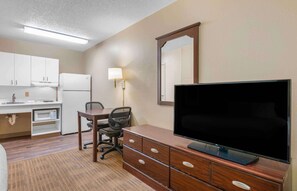 Desk, free WiFi, bed sheets