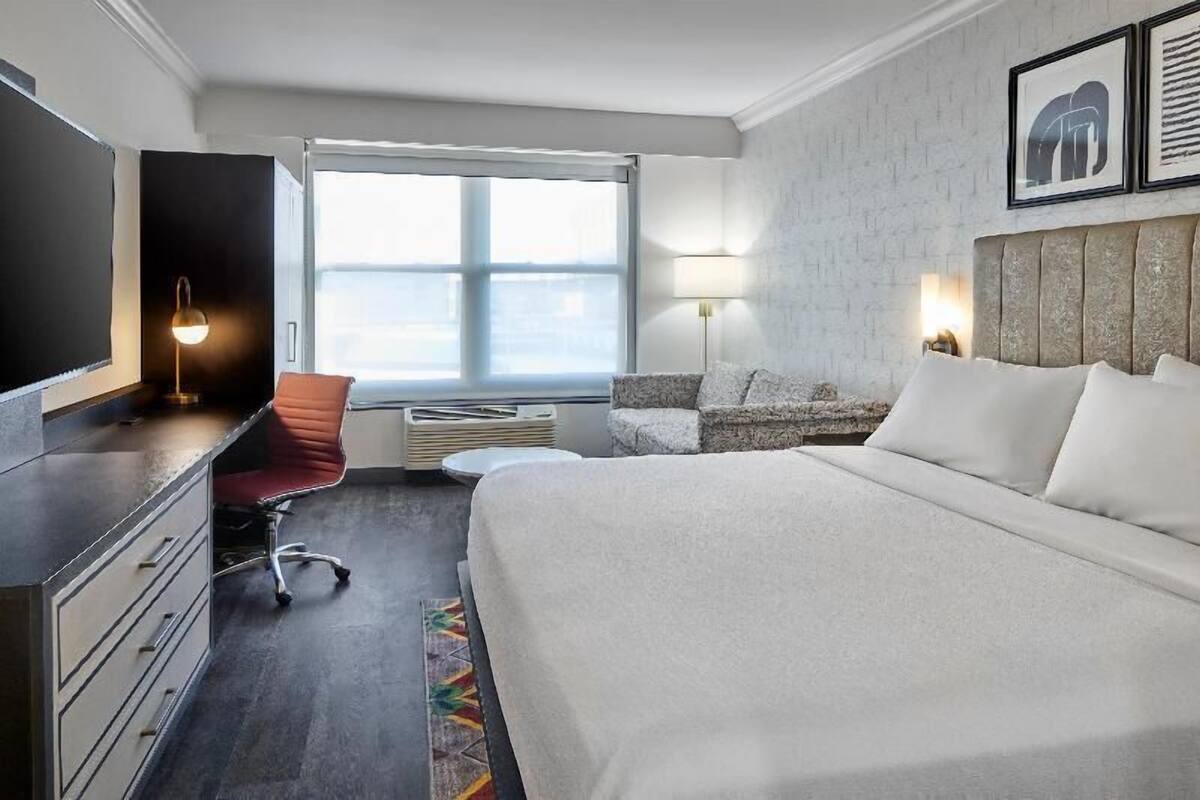 In-room safe, desk, laptop workspace, blackout drapes