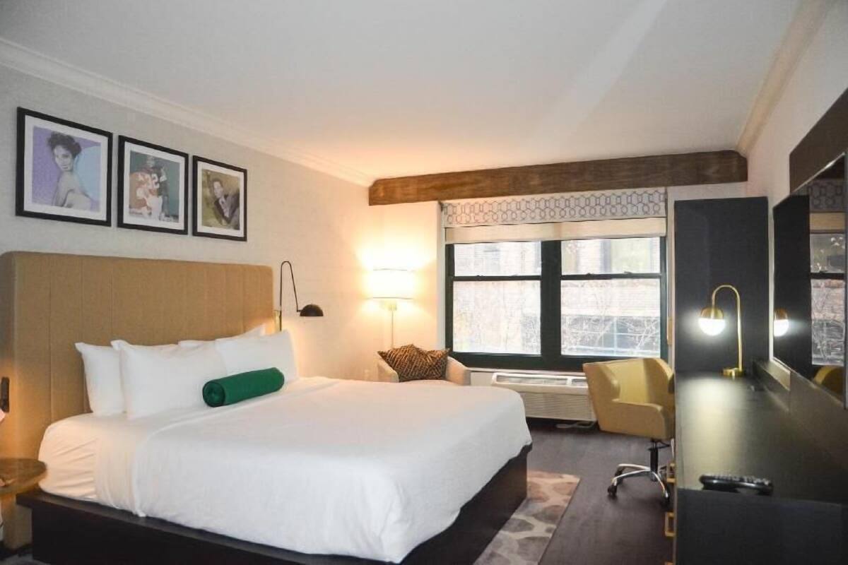 In-room safe, desk, laptop workspace, blackout drapes