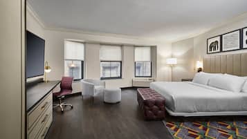 In-room safe, desk, laptop workspace, blackout curtains