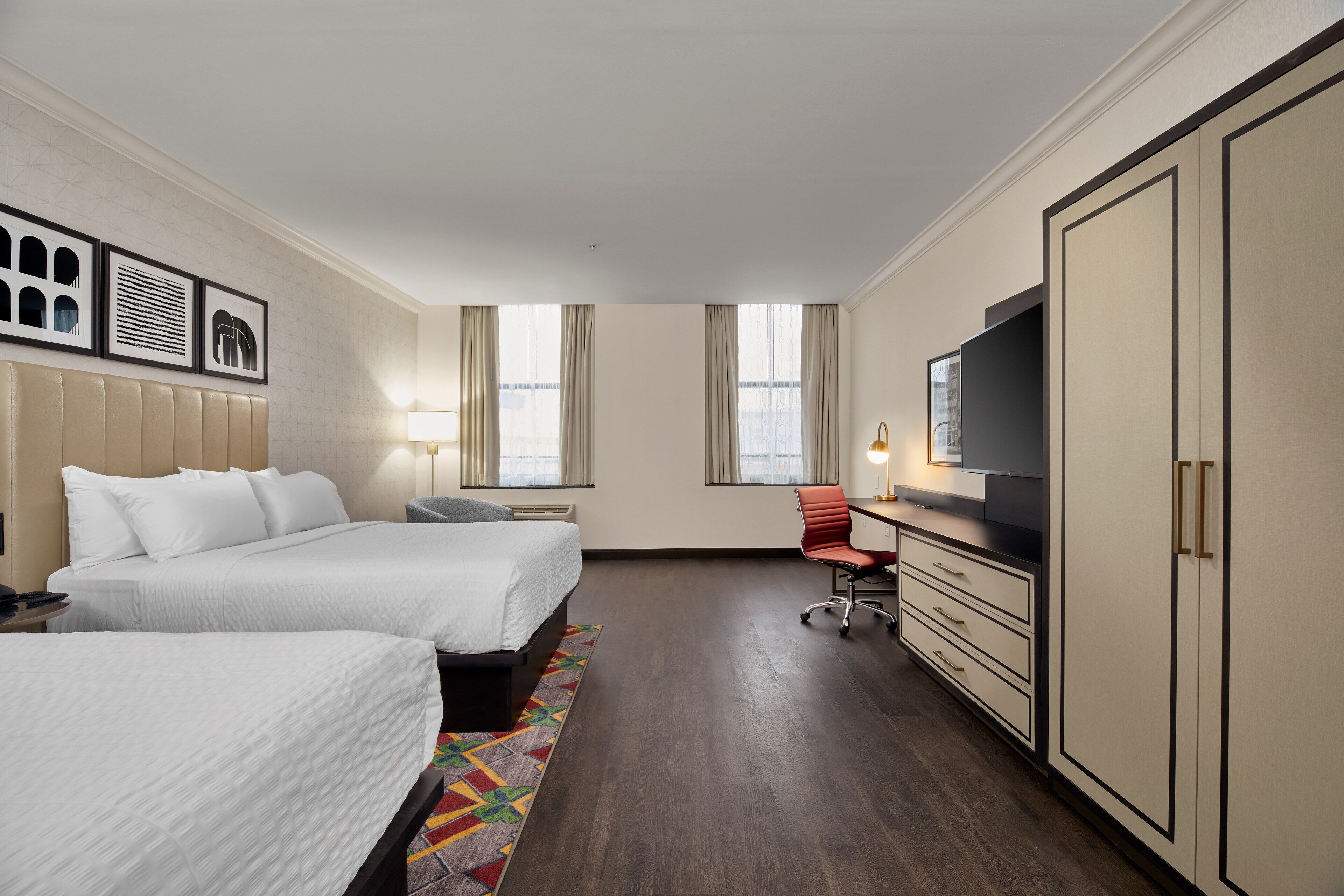 Premium Room, 2 Queen Beds | In-room safe, desk, laptop workspace, blackout drapes
