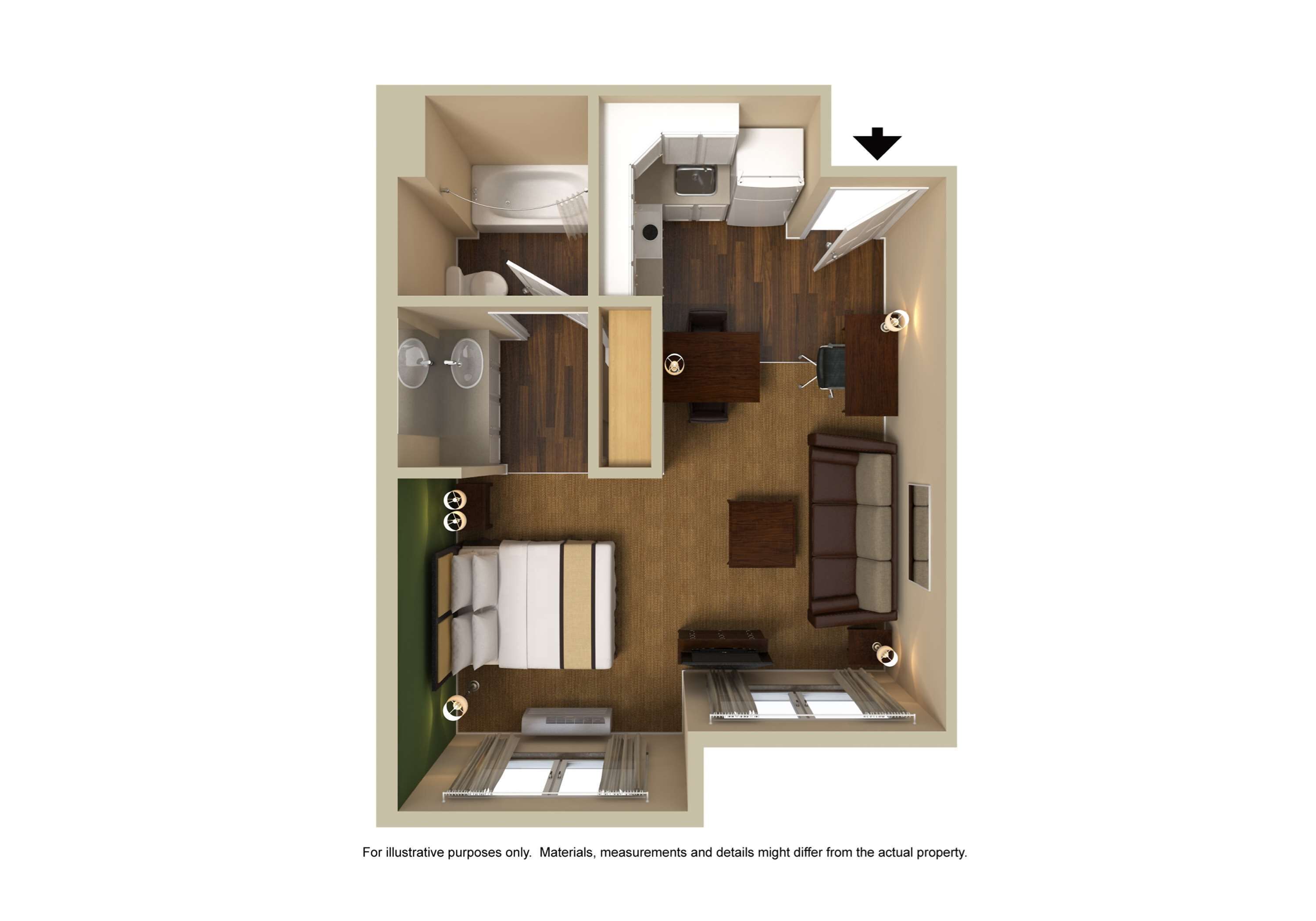 Deluxe Studio, 1 King Bed with Sofa bed, Non Smoking | Pillowtop beds, desk, laptop workspace, blackout drapes