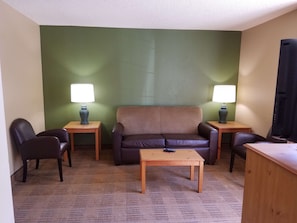 Pillow-top beds, desk, laptop workspace, blackout curtains