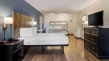 Desk, blackout curtains, iron/ironing board, free WiFi