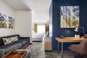 Desk, blackout drapes, iron/ironing board, free cribs/infant beds