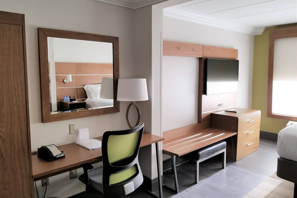 in-room safe, desk, blackout curtains, iron/ironing board