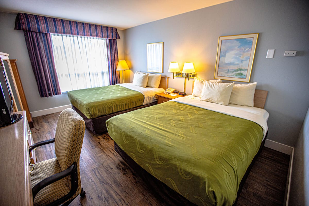 Double Queen Room (Ground Floor) | Premium bedding, desk, laptop workspace, iron/ironing board