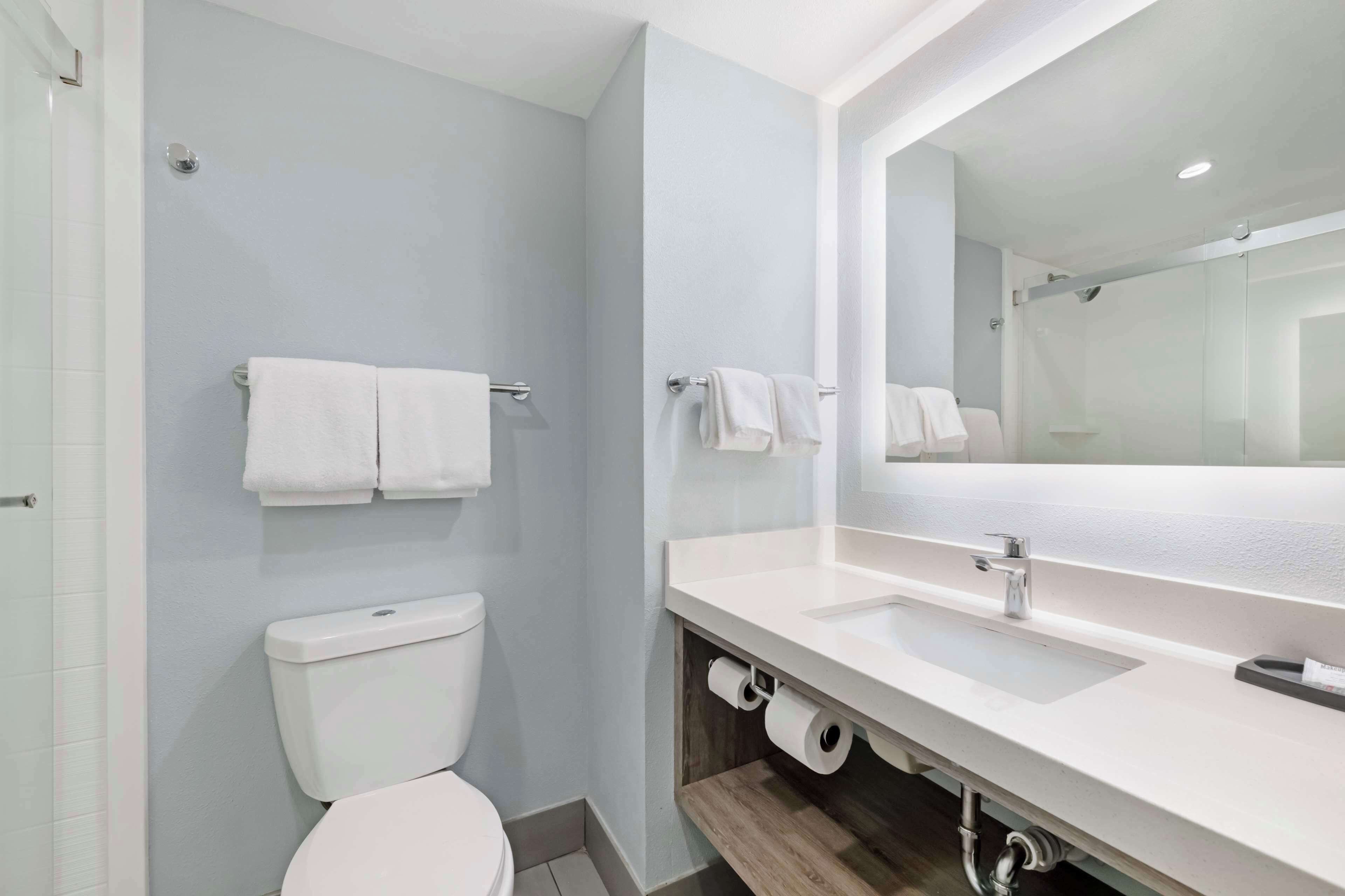 free toiletries, hair dryer, towels