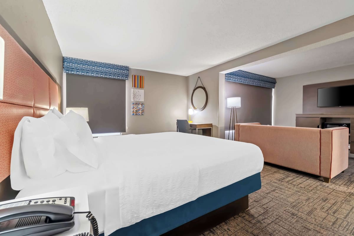 suite, 1 king bed, non smoking | living area | 37-inch flat-screen tv with cable channels, tv