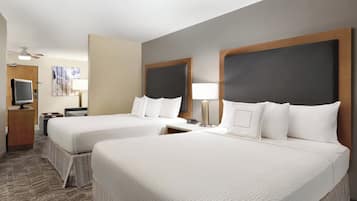 Premium bedding, desk, blackout curtains, iron/ironing board