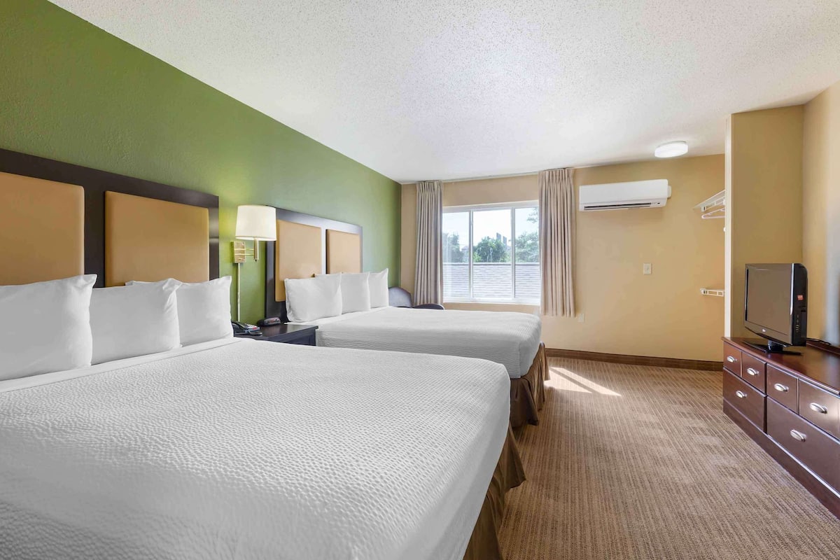 Studio, 2 Queen Beds, Non Smoking | Hypo-allergenic bedding, desk, laptop workspace, iron/ironing board