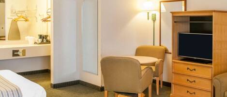 Desk, blackout curtains, iron/ironing board, free WiFi