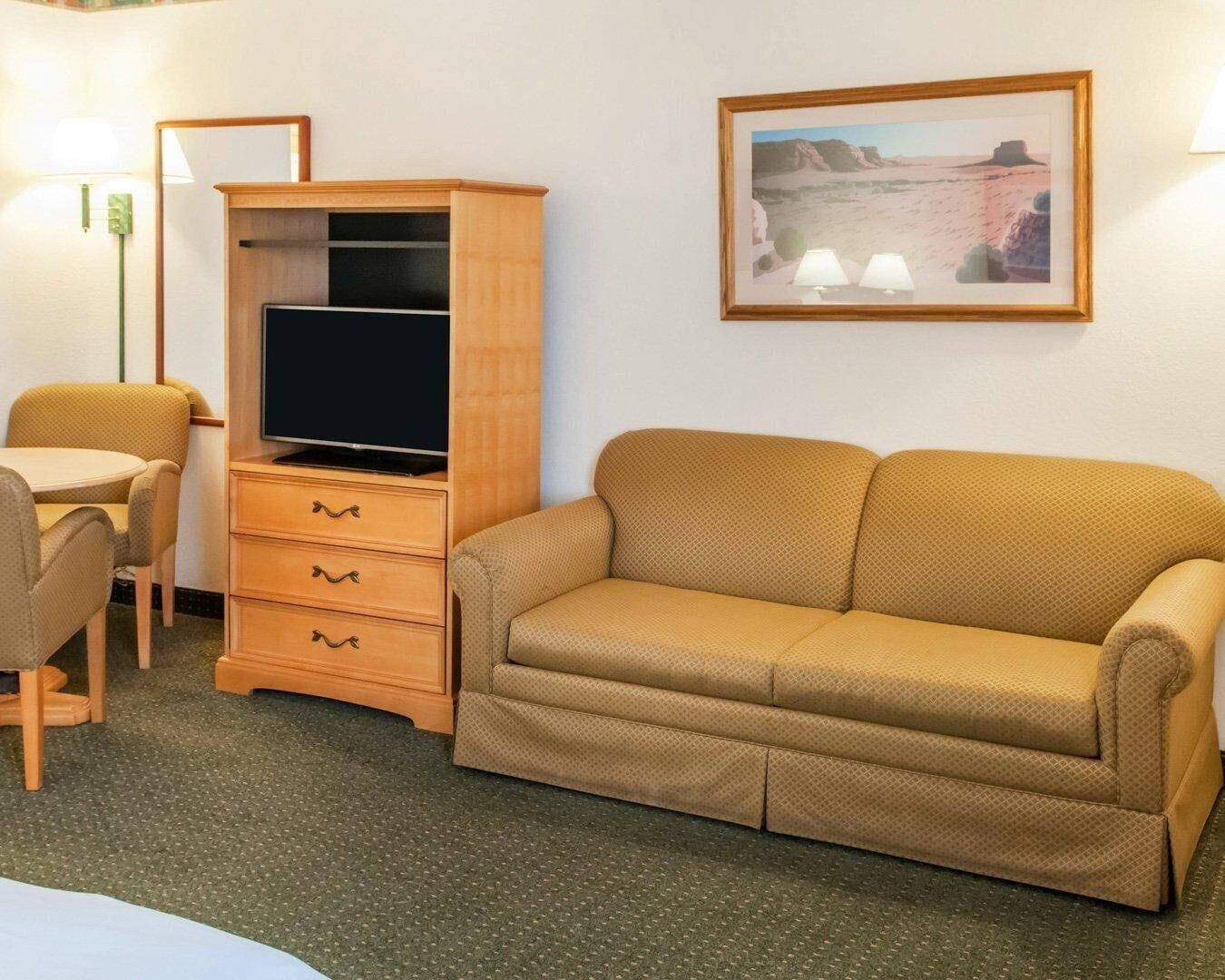 Desk, blackout drapes, iron/ironing board, free WiFi