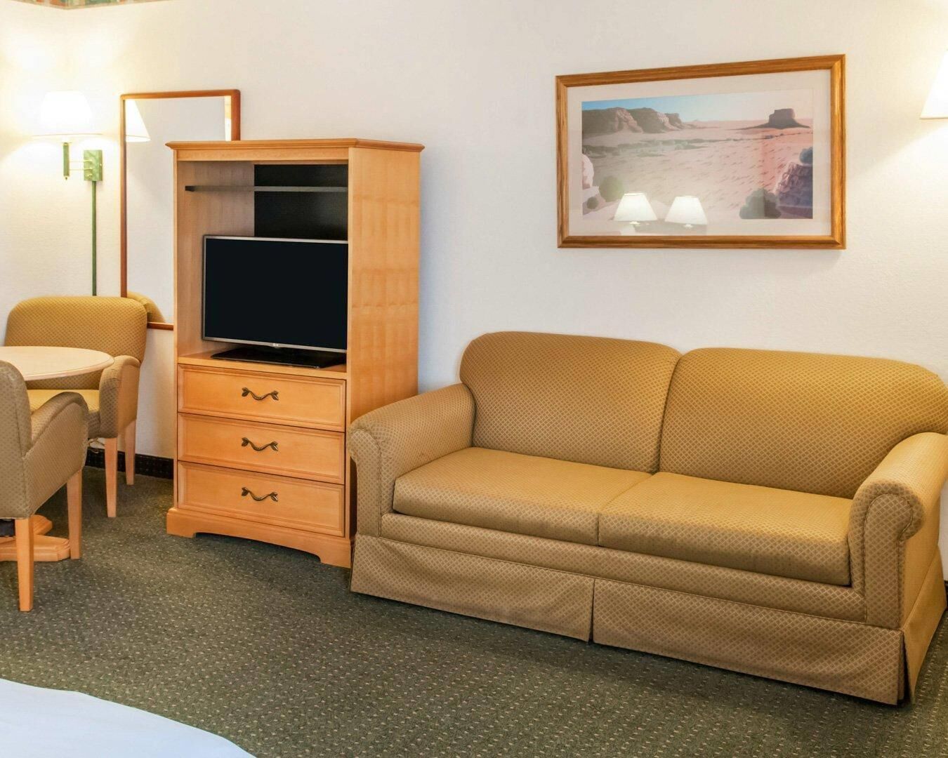 Desk, blackout drapes, iron/ironing board, free WiFi