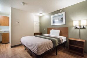 Desk, free WiFi, bed sheets