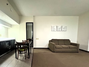 Individually decorated, individually furnished, desk, laptop workspace