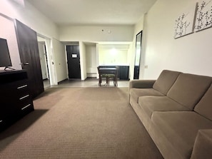 Individually decorated, individually furnished, desk, laptop workspace