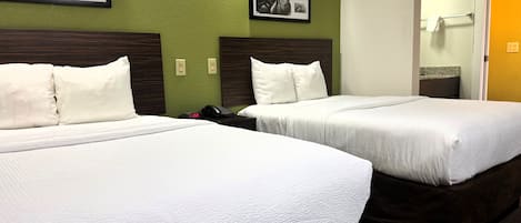 Room, 2 Double Beds, Non Smoking | Individually decorated, individually furnished, desk, laptop workspace
