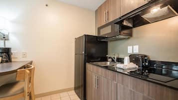 Fridge, microwave, coffee/tea maker