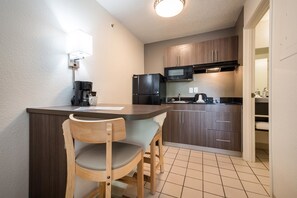 Fridge, microwave, coffee/tea maker