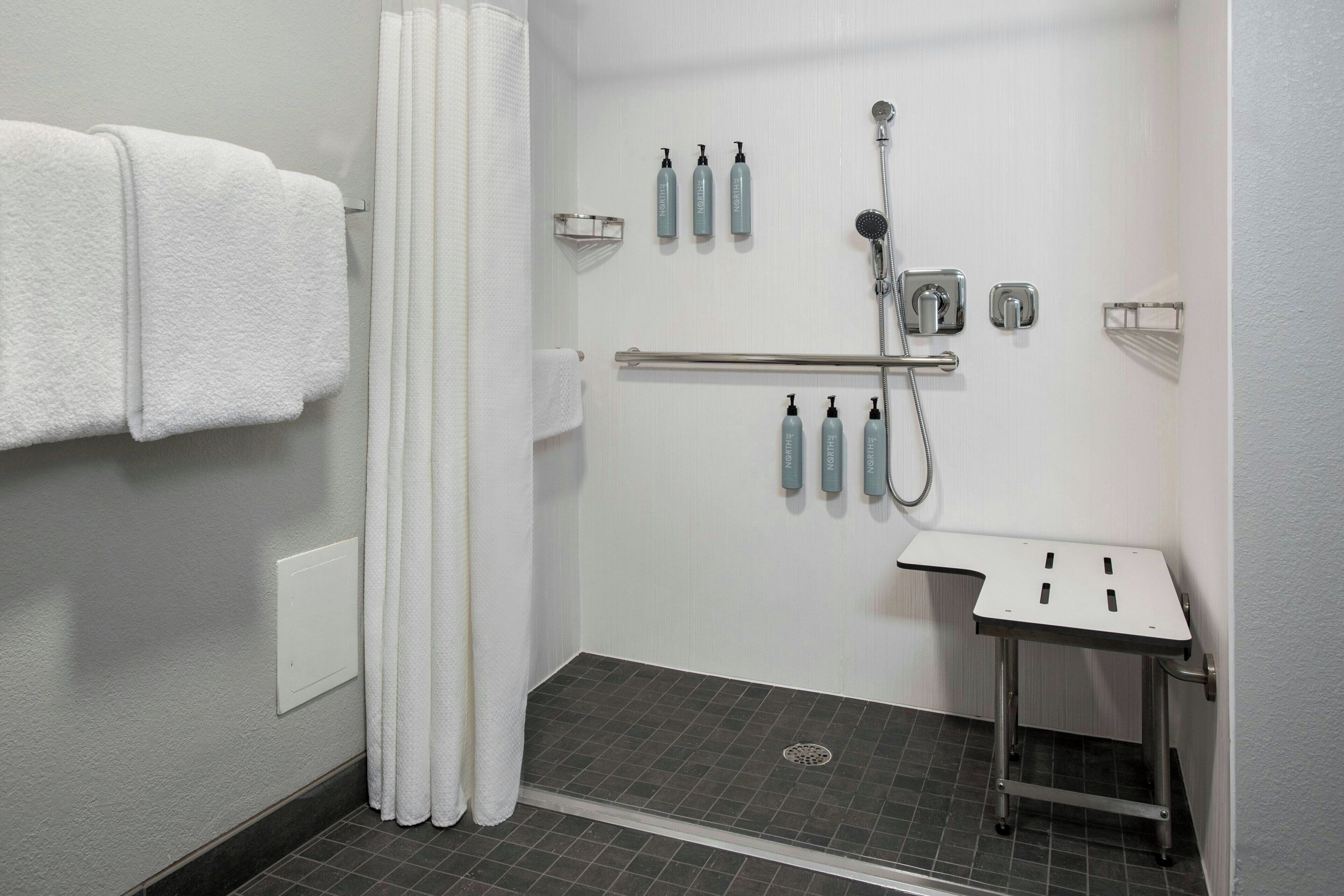 free toiletries, hair dryer, towels