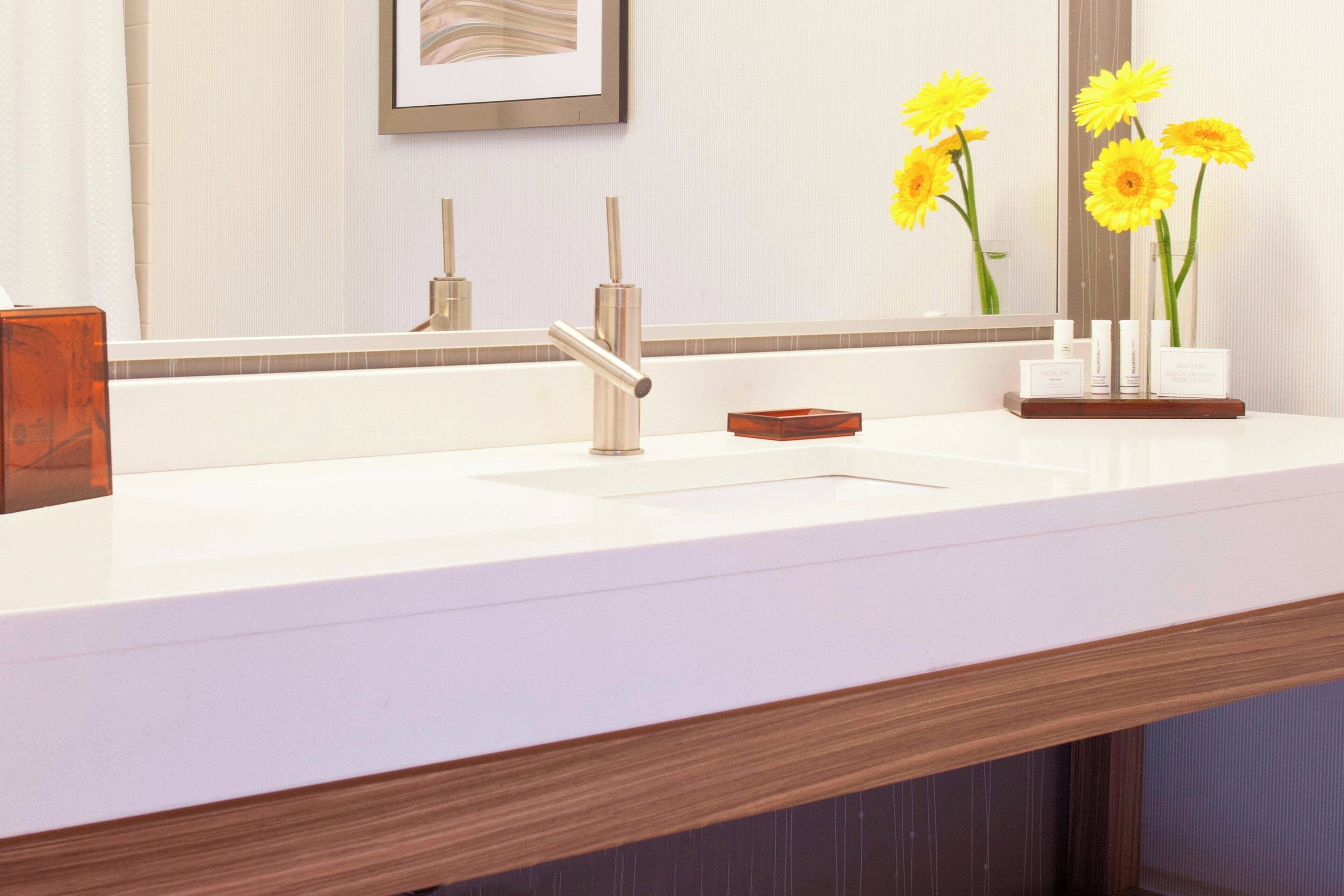 free toiletries, hair dryer, towels