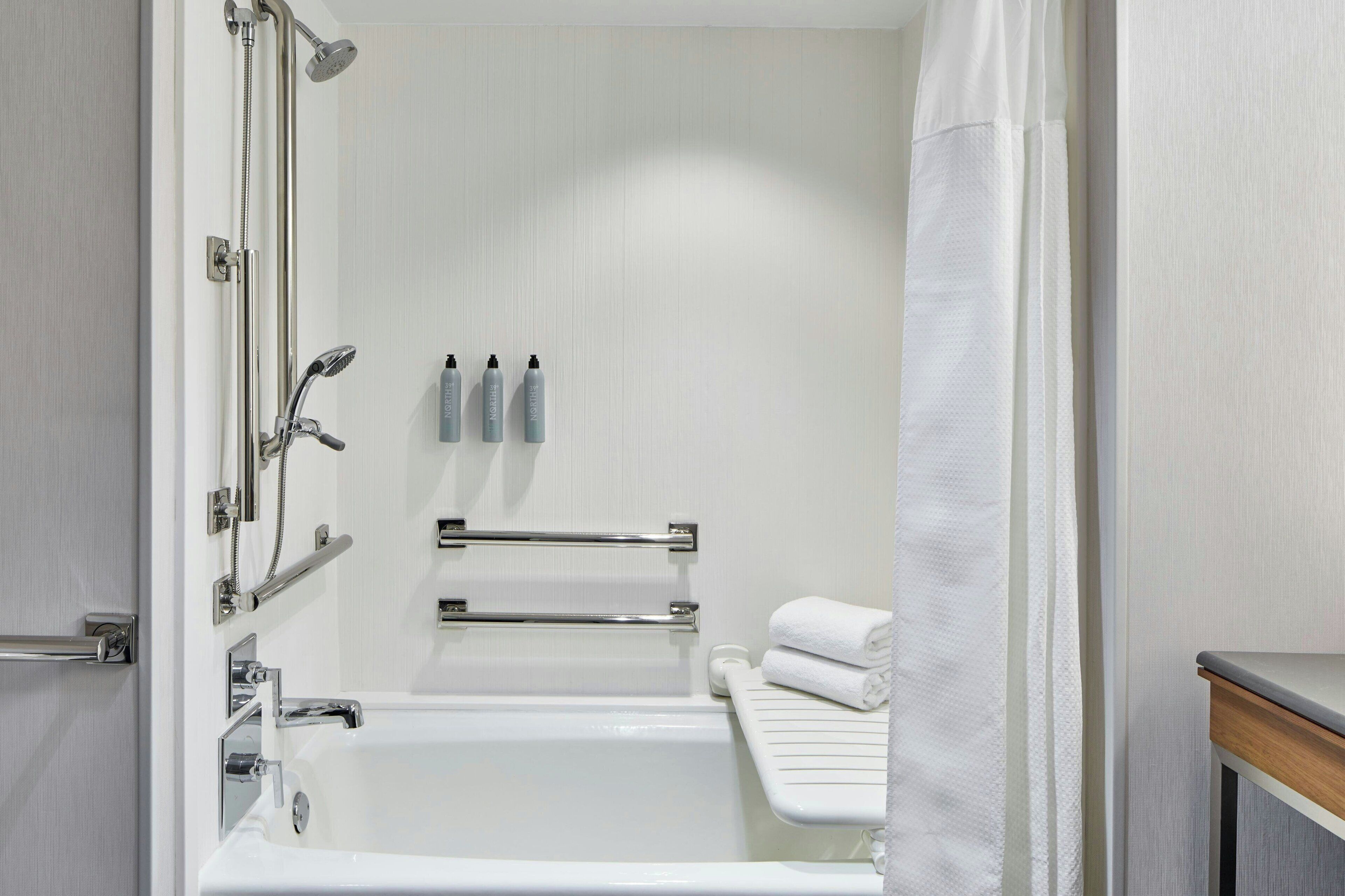 free toiletries, hair dryer, towels