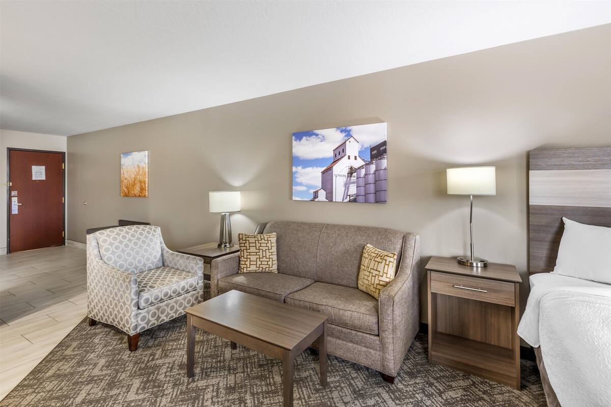 suite, 1 king bed, non smoking (with sofabed) | 1 bedroom, laptop workspace, iron/ironing board, free cots/infant beds