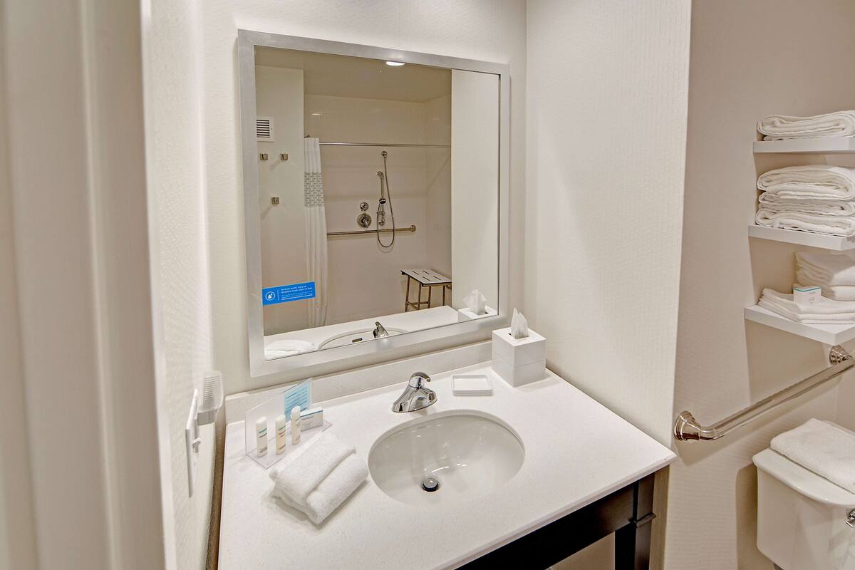 room, 1 king bed, accessible, non smoking | bathroom | free toiletries, hair dryer, towels