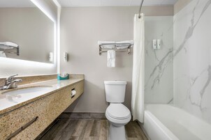 Bañera con ducha, artículos de tocador gratuitos, secador de pelo
