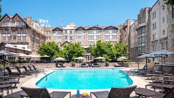 Indoor pool, outdoor pool, sun loungers