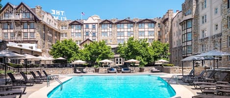 Indoor pool, outdoor pool, pool loungers