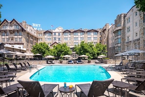 Indoor pool, outdoor pool, sun loungers