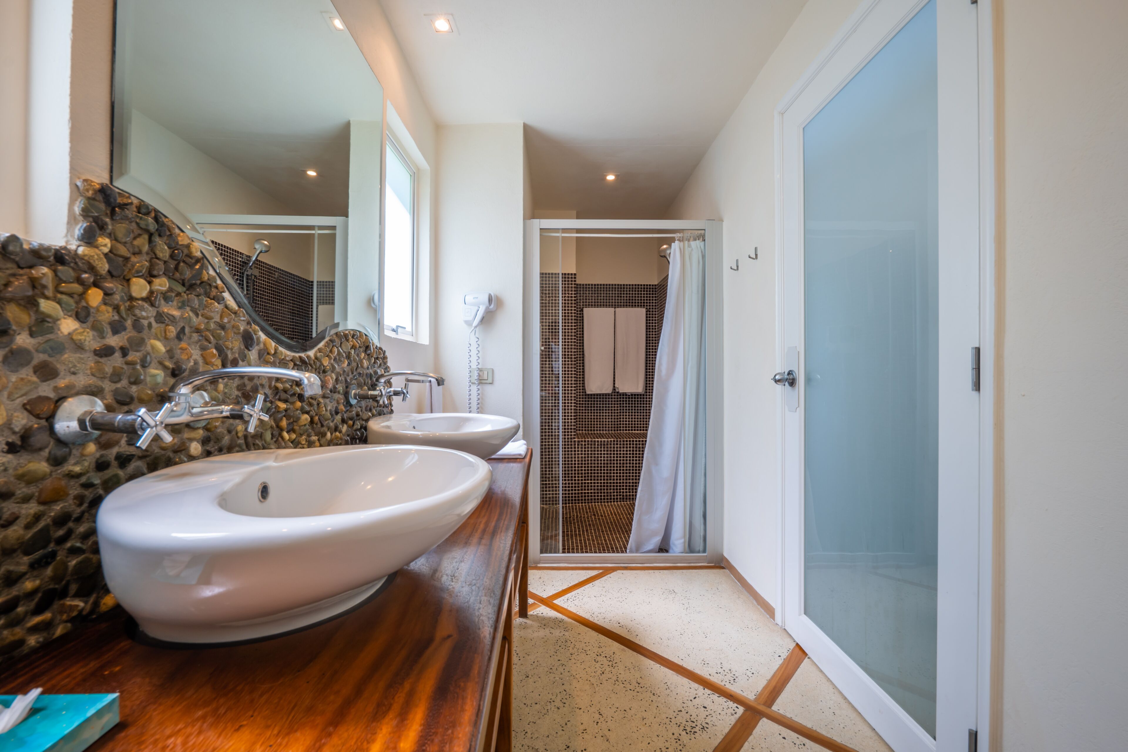 premier sunrise ocean view room | bathroom | shower, rainfall showerhead, free toiletries, hair dryer