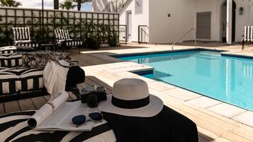 Outdoor pool, sun loungers