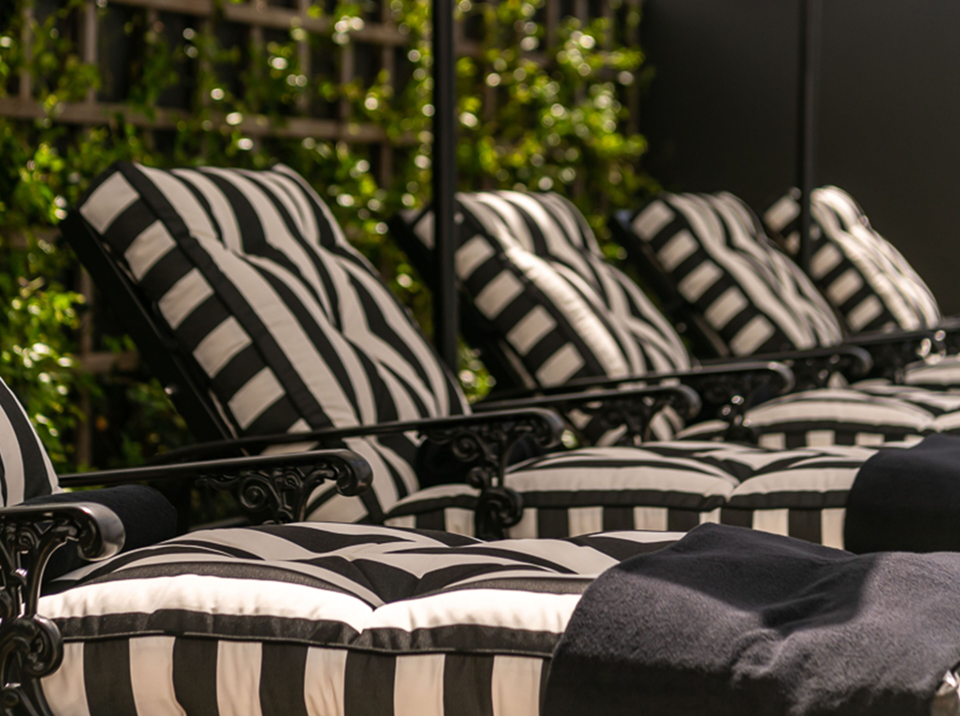 outdoor pool, pool loungers