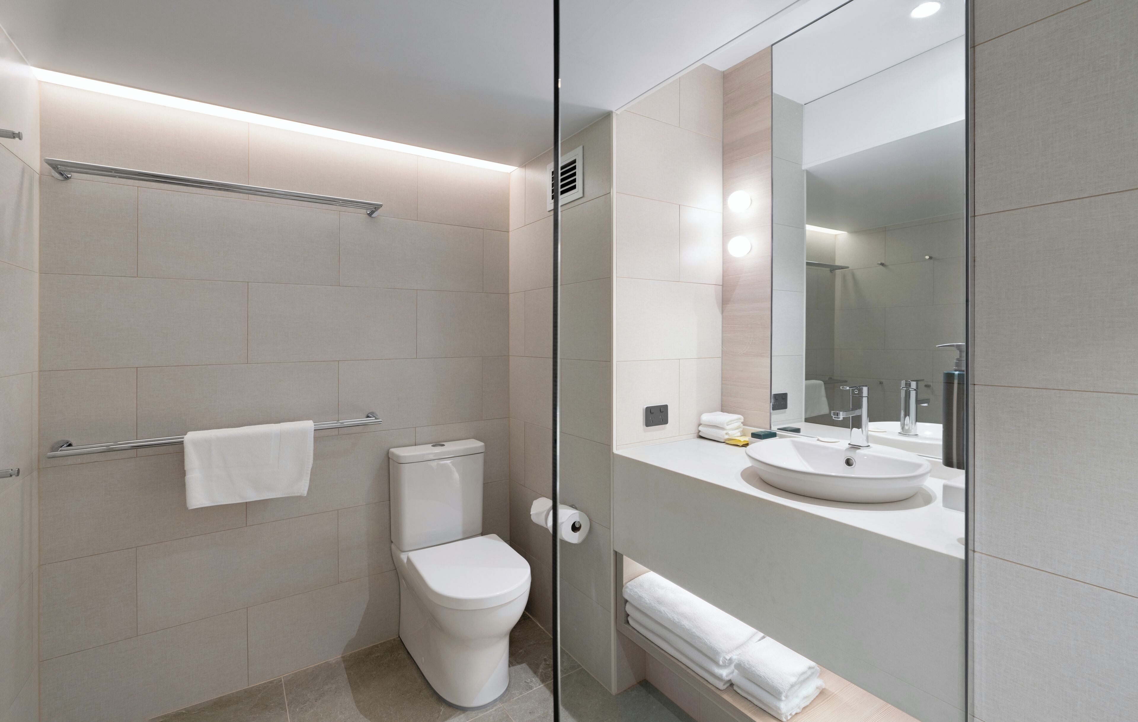 shower, free toiletries, hair dryer, bathrobes