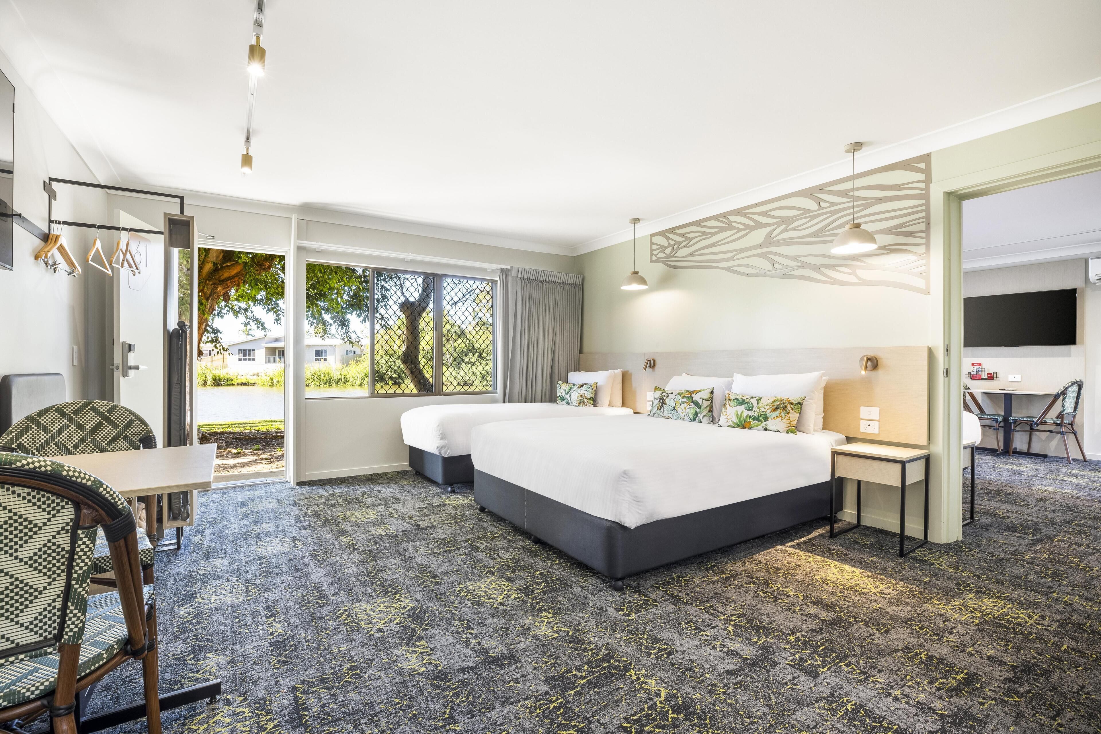 Superior Room, 2 Bedrooms, Lake View | Desk, iron/ironing board, bed sheets, alarm clocks
