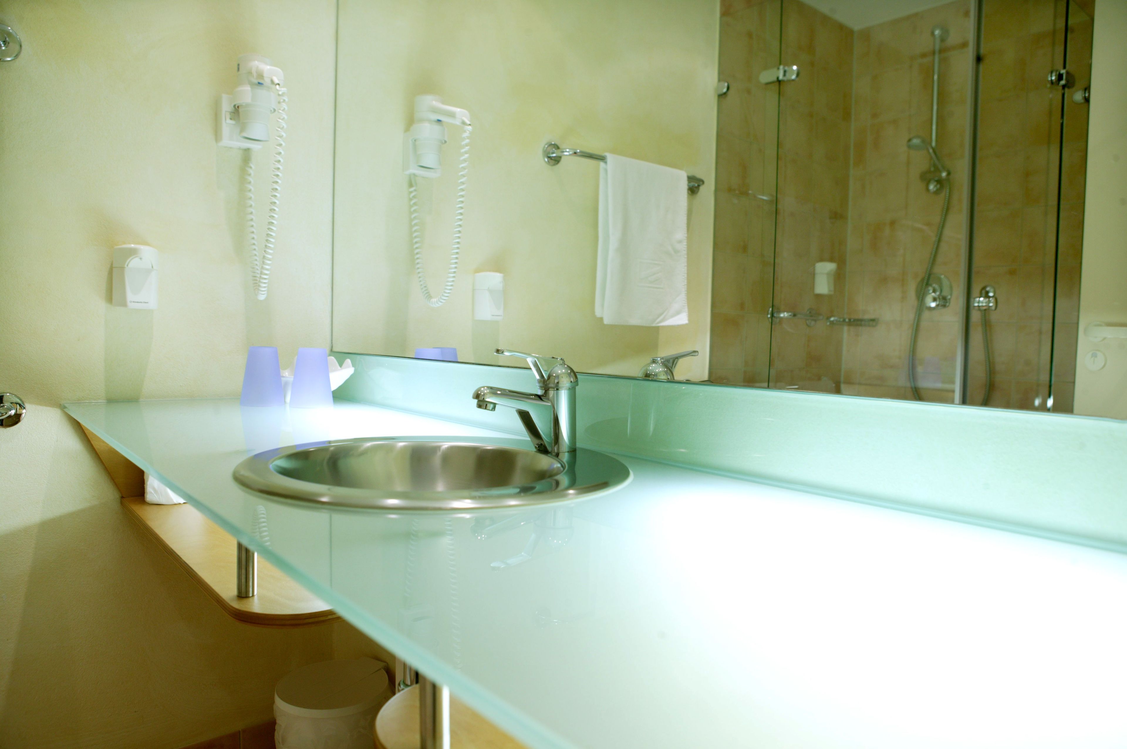 free toiletries, hair dryer, towels