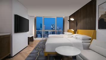 Quarto duplo grand, 2 camas de solteiro | 1 quarto, roupas de cama premium, edredons de pluma, frigobar