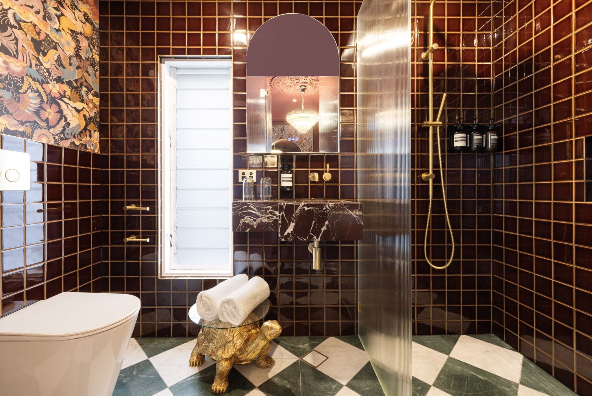 velvet suite | bathroom | designer toiletries, hair dryer, towels, soap